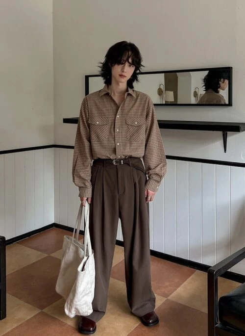 Vintage Plaid Long Sleeve Casual Shirt