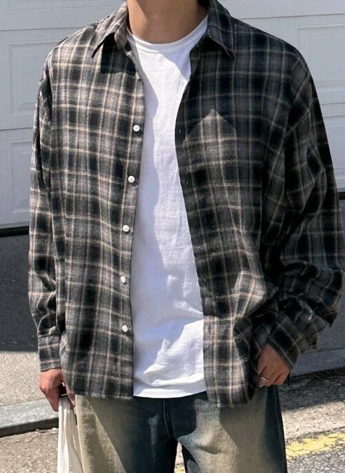 Vintage Plaid Long Sleeve Casual Shirt