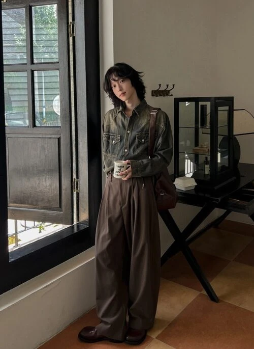 Vintage Style Relaxed Fit Casual Jacket Shirt