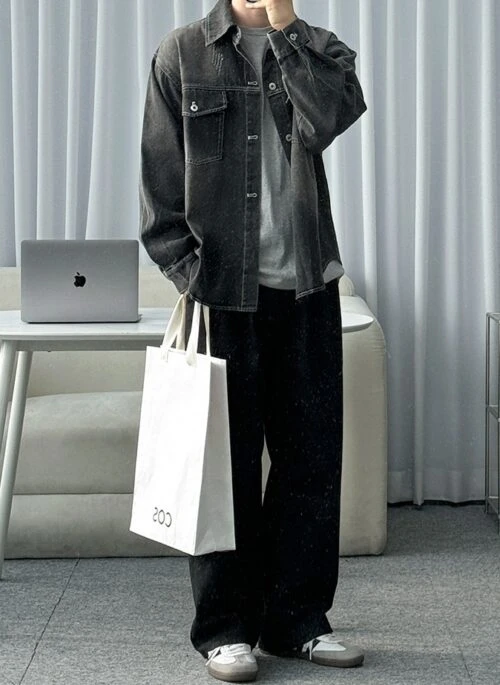Vintage Washed Casual Long Sleeve Jacket
