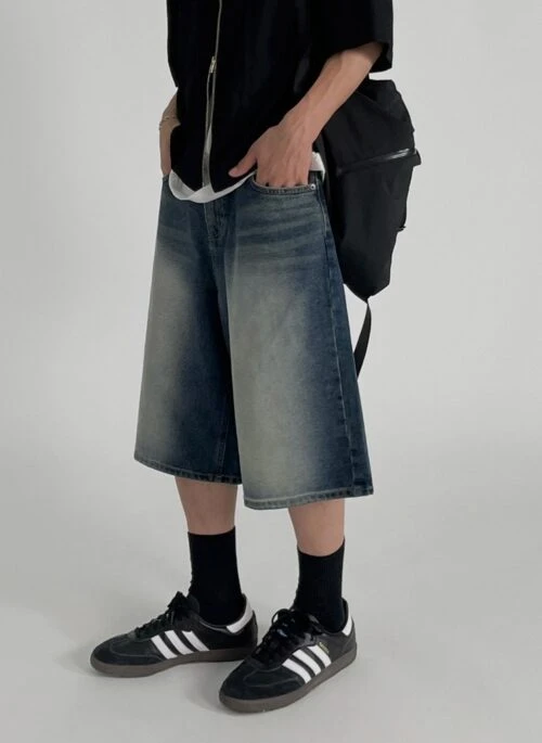 Vintage Washed Denim Casual Shorts