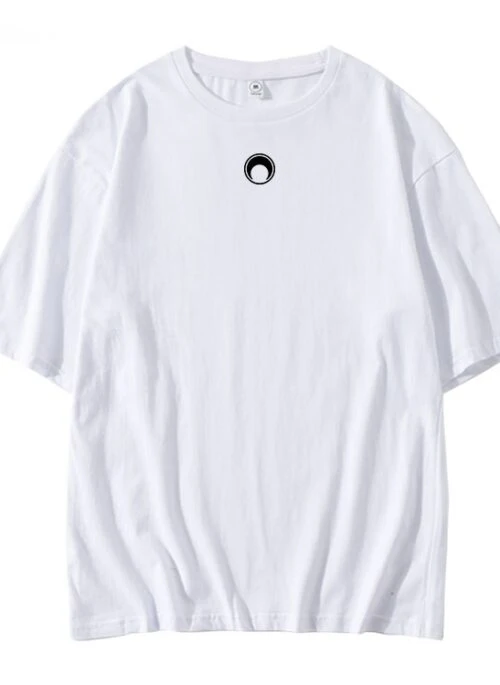 White Minimalist Moon Print T-Shirt | Hyunsuk - Treasure