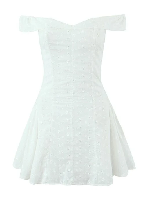 White Off-Shoulders Floral Lace Mini Dress | Chaewon – Le Sserafim