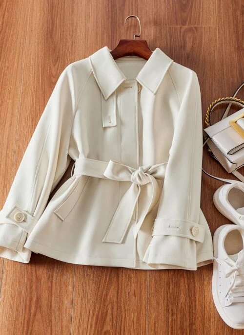 Beige Collared Tie-Waist Jacket | Baek Su Jeong – My Dearest Nemesis