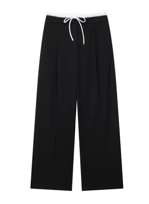 Black Layered Style Casual Trousers | Winter – Aespa
