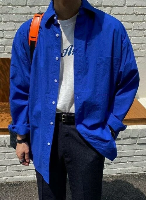 Blue Casual Long Sleeve Shirt