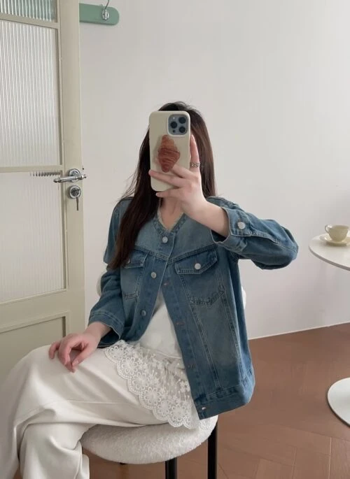 Blue Collarless Denim Jacket | Heeseung – Enhypen