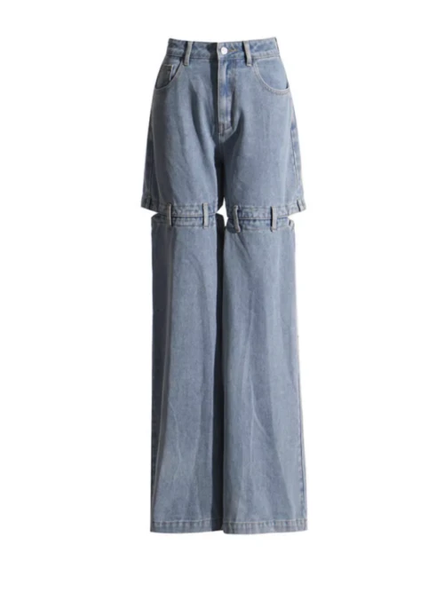 Blue Detachable Loose Jeans | Rora – BabyMonster