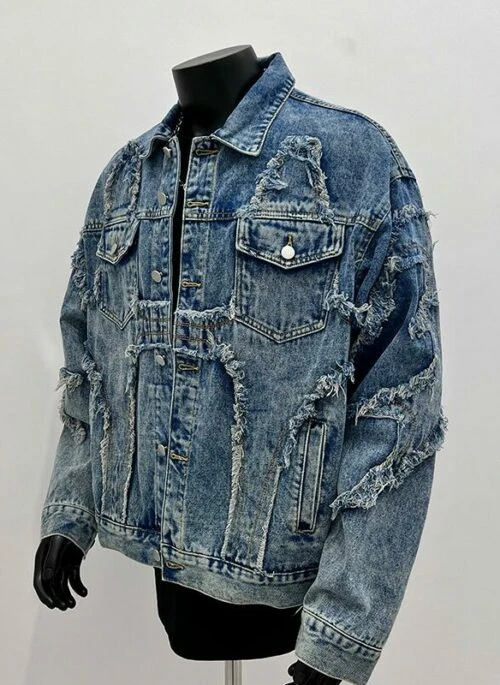 Blue Raw Edges Patch Denim Jacket | Jake – Enhypen