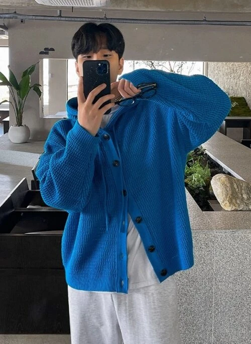 Casual Knit Hooded Cardigan Sweater