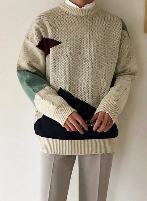 Colorblock Oversized Sweater