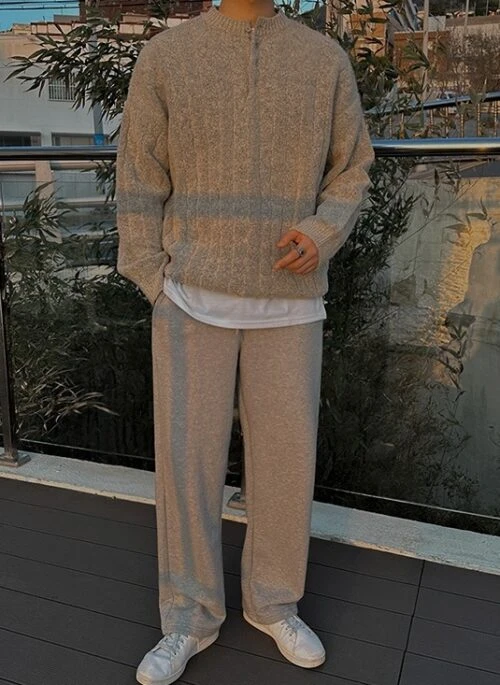 Cozy Knit Pullover With Henry Collar