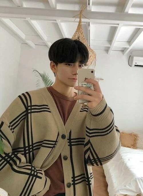 Cozy Plaid Knit Cardigan Sweater