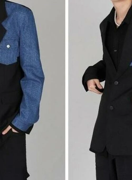 Denim Patchwork Blazer Jacket
