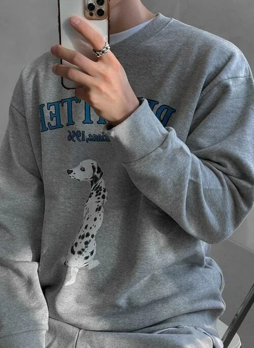 Dog Print Casual Pullover Sweater