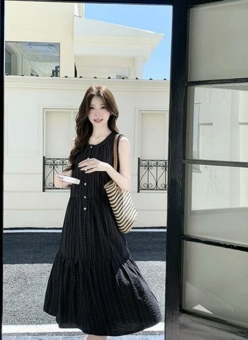 Elegant Black Casual Maxi Dress Slim Fit