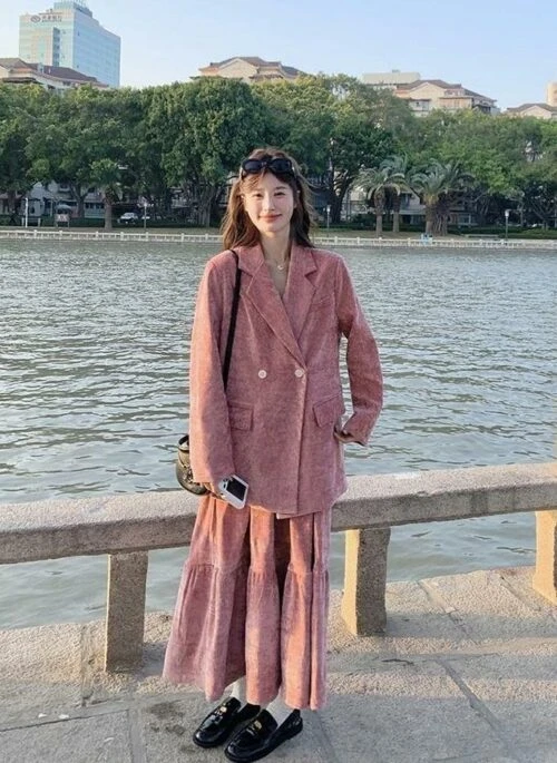 Elegant Pink Suit And Dress Set