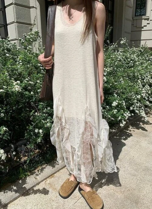 Elegant Summer French Style Maxi Dress