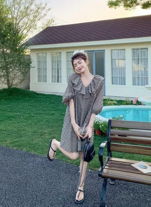 White Puffed Sleeve Mini Dress | Somi - Fashion Chingu White Puffed Sleeve Mini Dress | Somi - Fashion Chingu