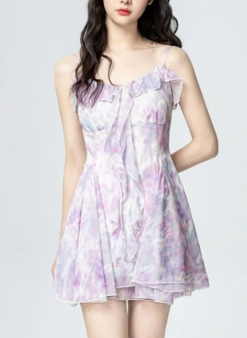 Floral Purple Sleeveless Summer Dress