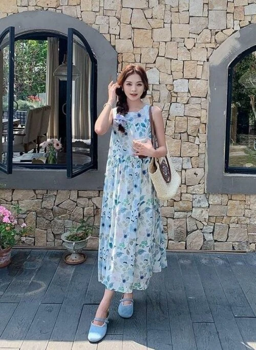 Floral Vacation Style Sleeveless Dress