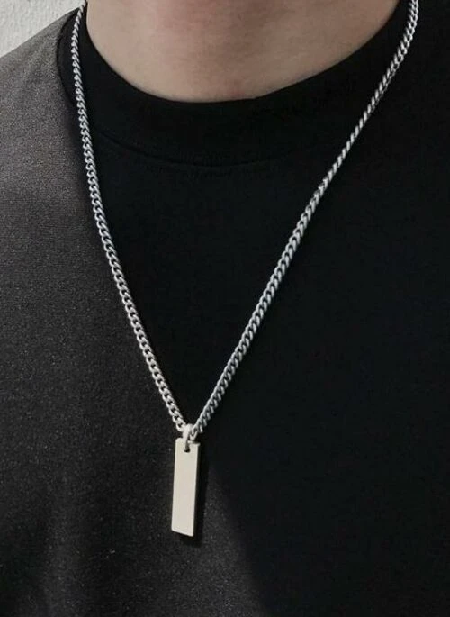 Geometric Minimalist Rectangle Pendant Necklace