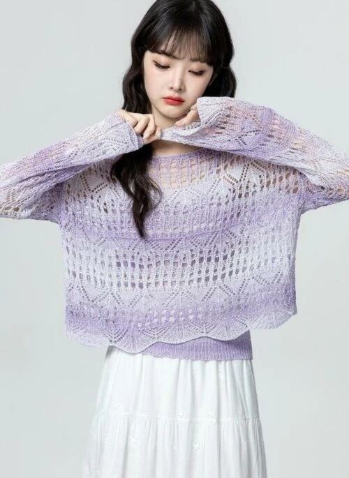 Gradient Knit Sunscreen Loose Coverup Sweater