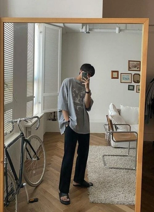 Gray Loose Casual Sweatpants