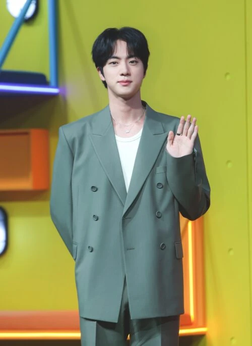 Grey Lapel Collar Double-Breasted Suit Blazer Jacket | Jin – BTS