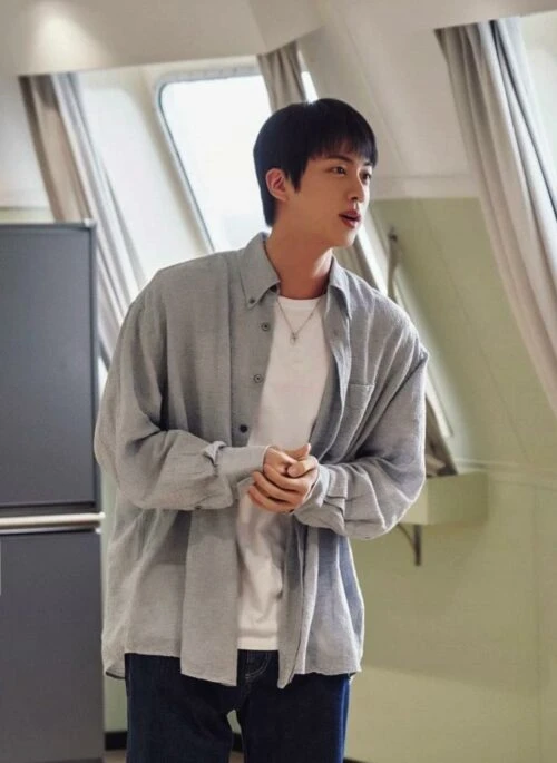 Grey Casual Pocket Shirt | Jin – BTS