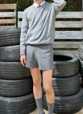Grey V-Neck Sweatshirt | Taemin – SHINee