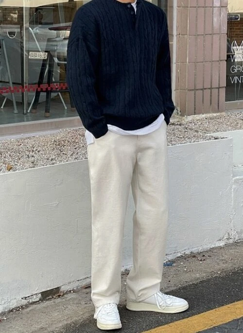Henry Collar Knit Sweater Relaxed Fit