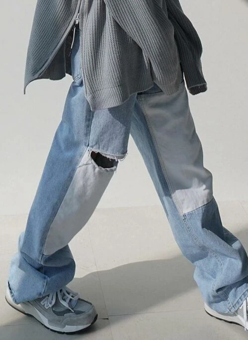 Loose Fit Patchwork Jeans