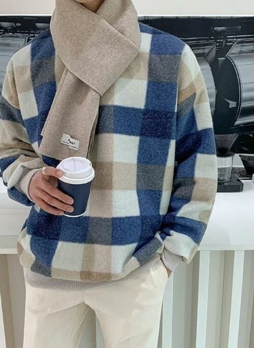 Plaid Oversized Cozy Sweatshirt Jacket