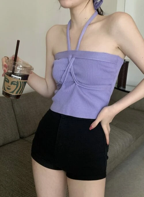 Purple Cross-Wrapped Sling Top | Winter – Aespa