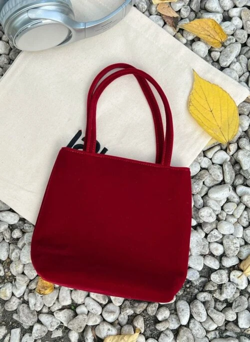 Red Square Mini Velvet Hand Bag | Somi