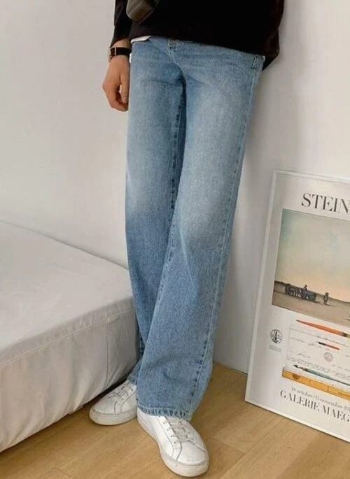 Relaxed Fit Washed Denim Trousers