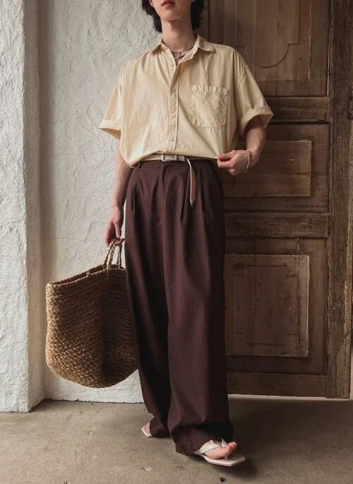 Relaxed Linen Wide Leg Casual Pants