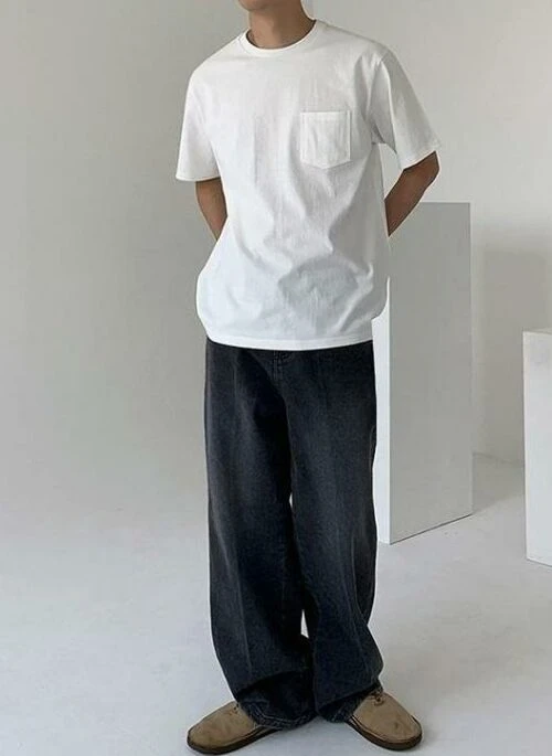 Relaxed Straight Leg Denim Pants