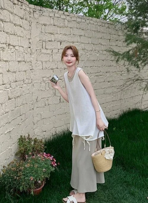 Sleeveless Vest Dress Set Fashion Casual Style