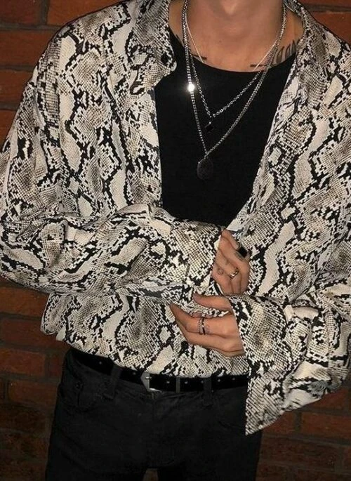 Snake Pattern Trendy Long Sleeve Shirt
