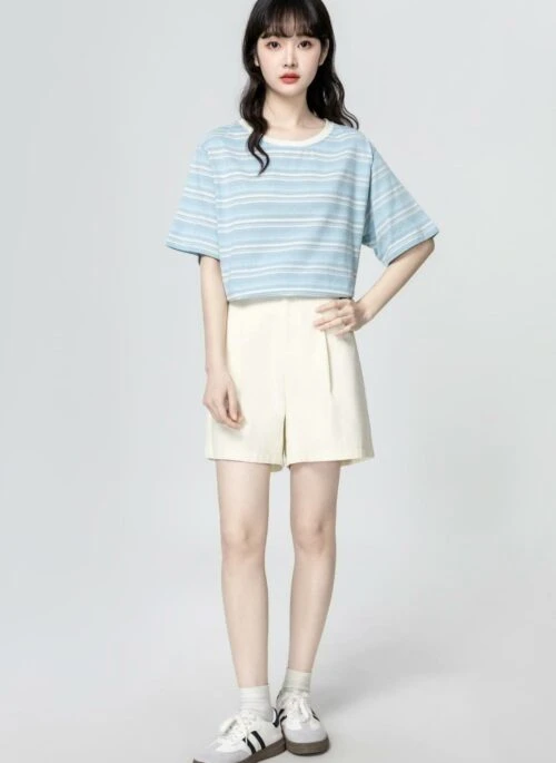 Striped Blue Short Sleeve T-Shirt