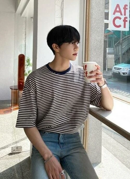 Striped Cotton Loose Fit T-Shirt