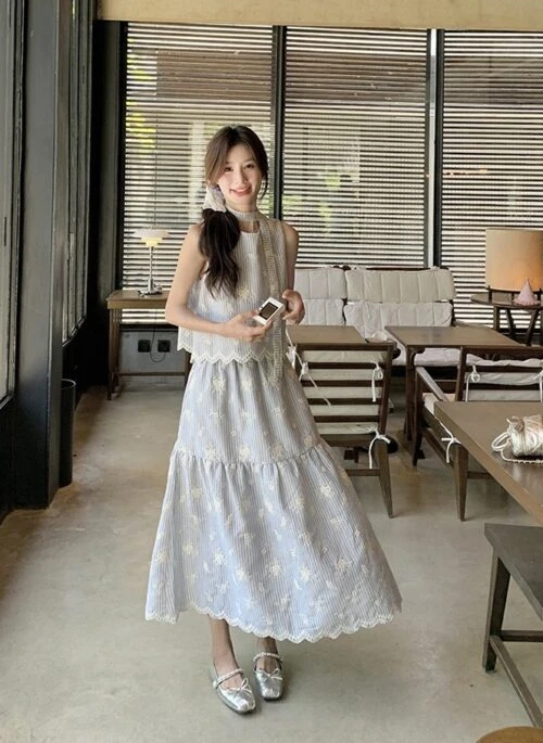 CFCL】 POTTERY LONG PUFF SLEEVE FLARE TOP / FLUTED MERMAID