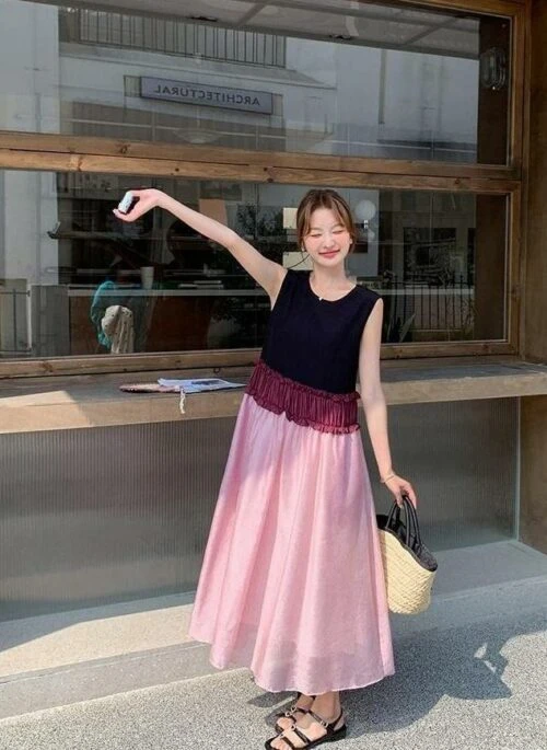 Summer Casual Patchwork Sleeveless A Line Dress