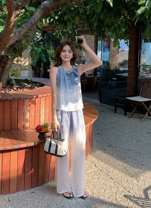 Summer Gradient Fashion Set With Wideleg Pants