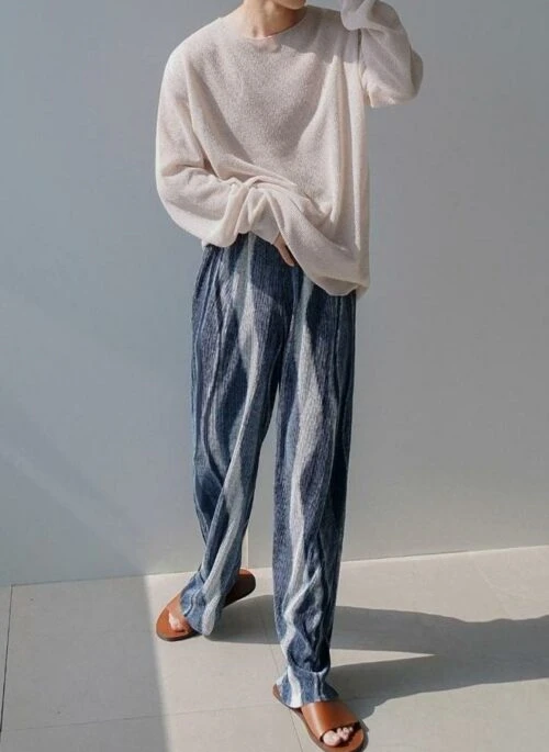 Summer Knit Cotton Long Sleeve Tee
