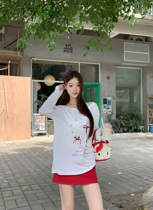 Summer Ootd White Off Shoulder Long Sleeve Top