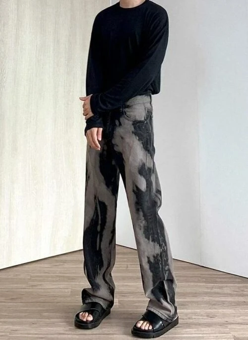 Trendy Tiedye Washed Denim Pants