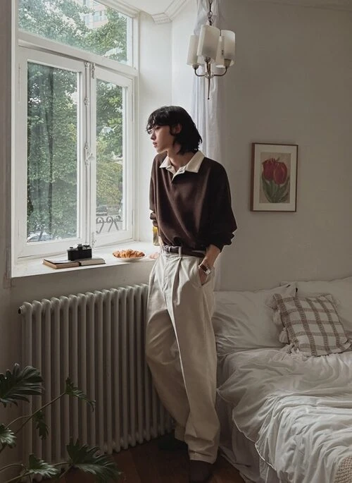 Vintage Colorblock Pullover Polo Sweater